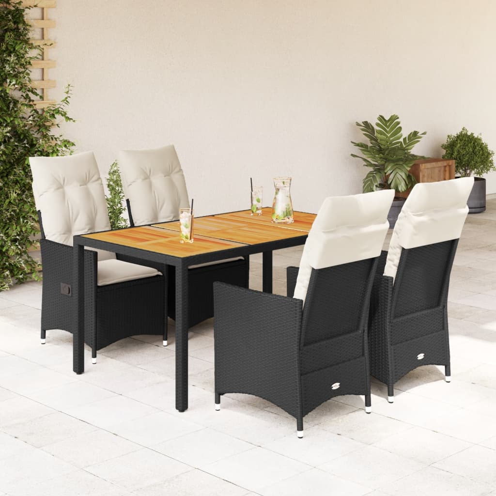 Set mobilier de grădină cu perne, 5 piese, negru, poliratan GartenMobel Dekor