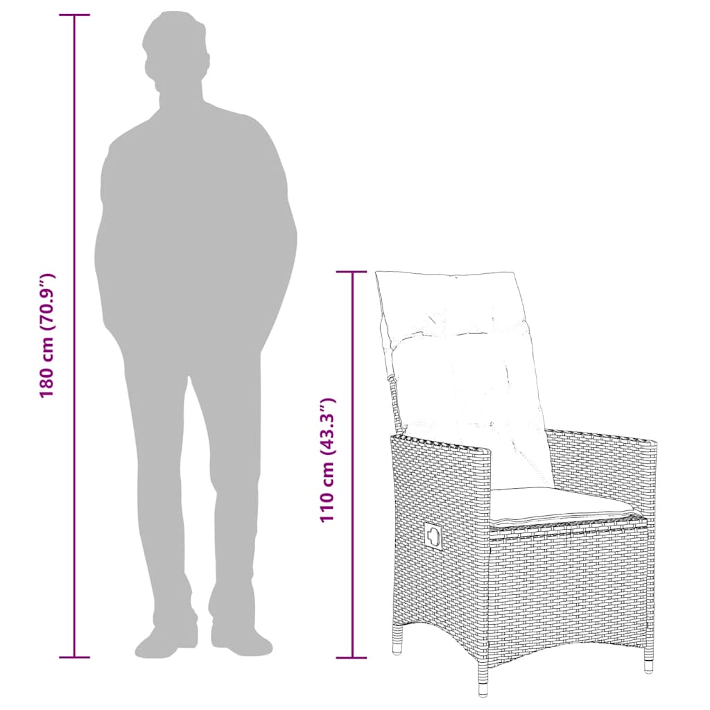 Set mobilier de grădină cu perne, 7 piese, negru, poliratan GartenMobel Dekor