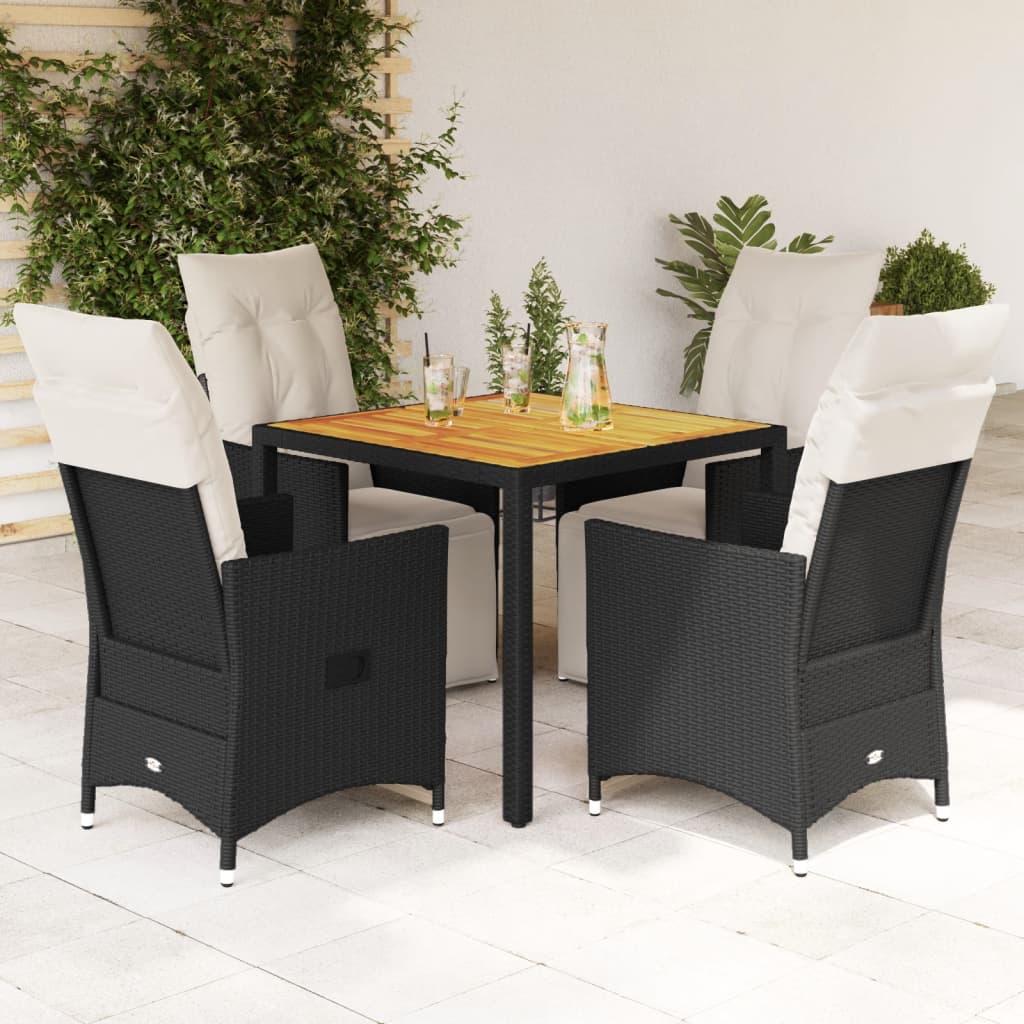 Set mobilier de grădină cu perne, 5 piese, negru, poliratan GartenMobel Dekor