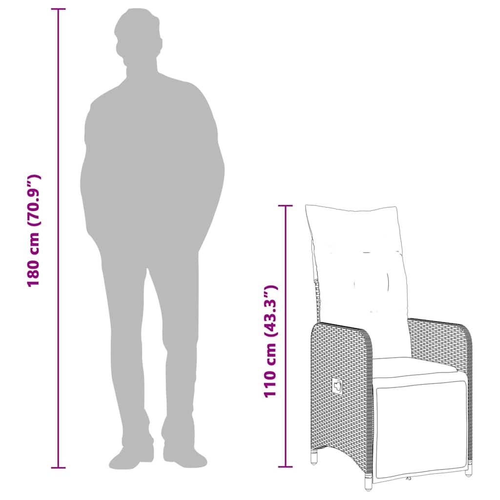 Set bistro de grădină cu perne, 5 piese, gri, poliratan GartenMobel Dekor