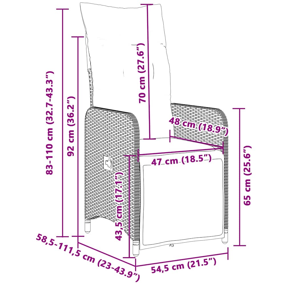 Set bistro de grădină cu perne, 7 piese, gri, poliratan GartenMobel Dekor