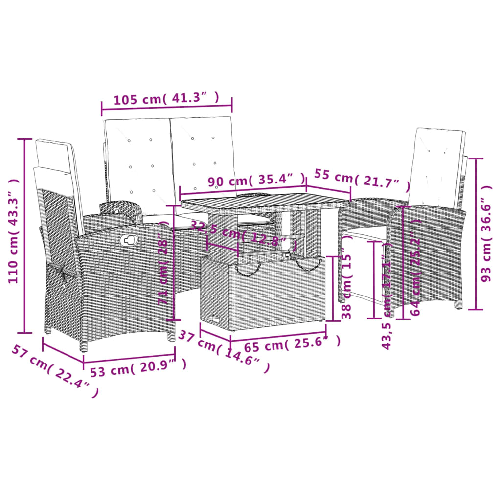 Set canapele de grădină, 4 piese, cu perne, bej, poliratan GartenMobel Dekor