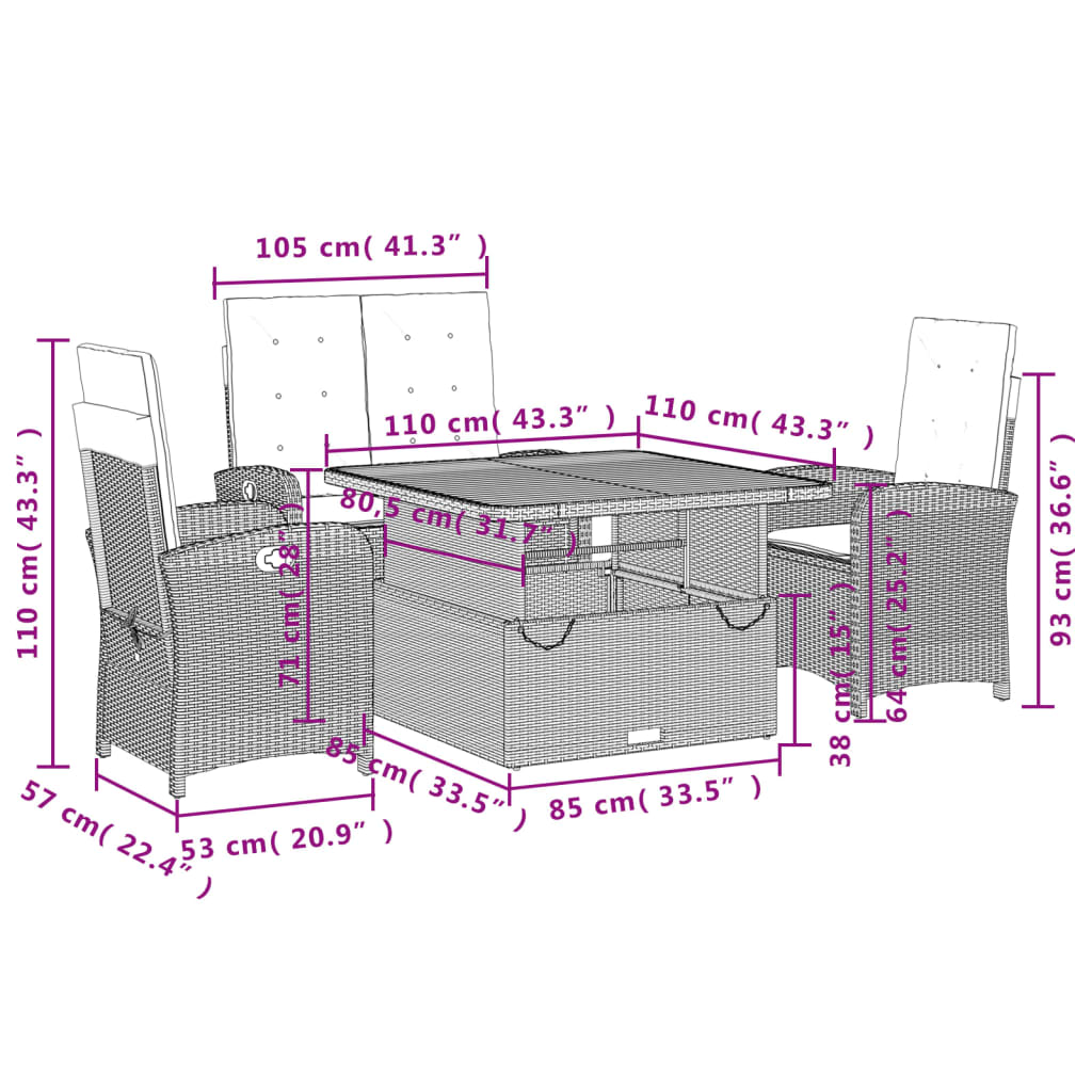 Set canapele de grădină, 4 piese, cu perne, bej, poliratan GartenMobel Dekor
