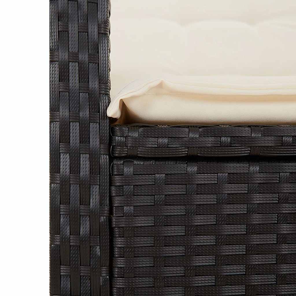 Set mobilier de grădină cu perne, 2 piese, negru, poliratan GartenMobel Dekor