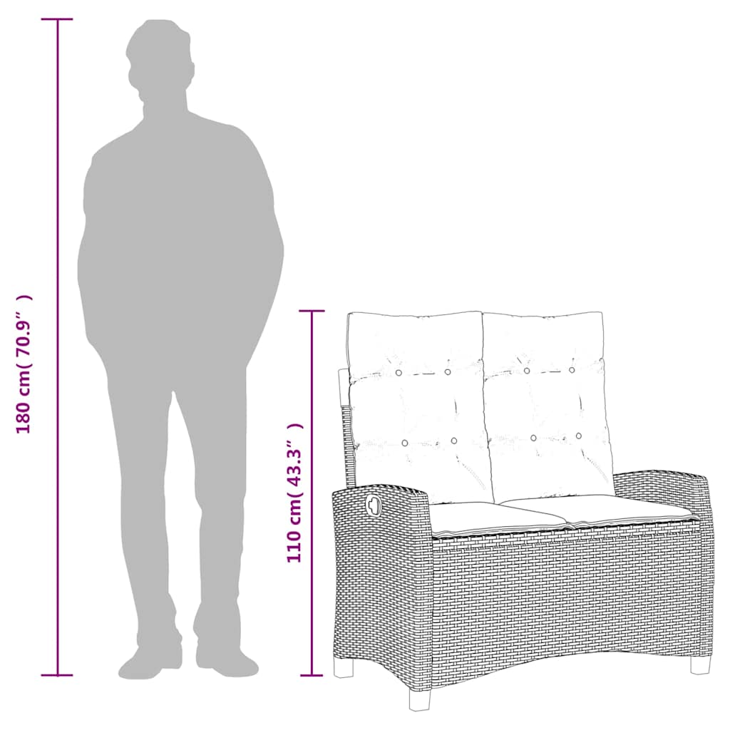 Set mobilier de grădină cu perne, 2 piese, negru, poliratan GartenMobel Dekor