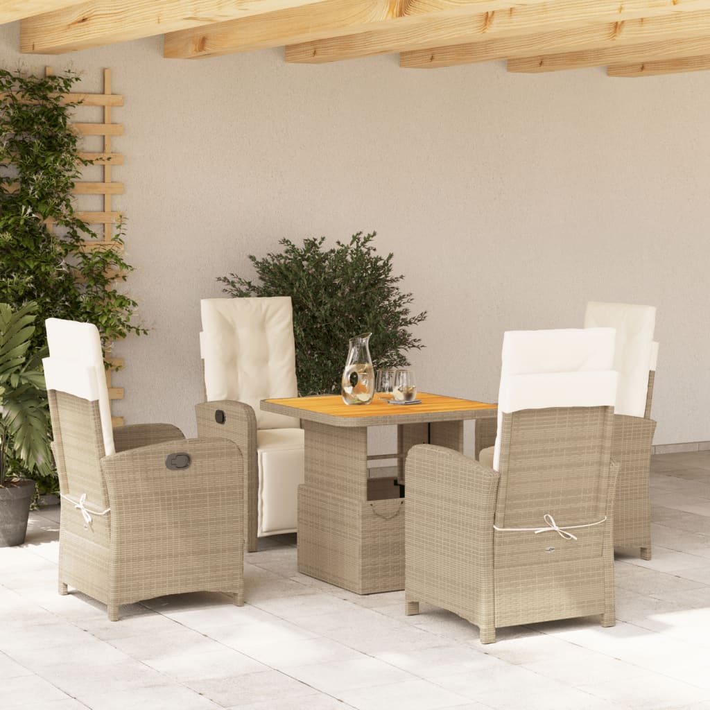 Set mobilier de grădină cu perne, 5 piese, bej, poliratan GartenMobel Dekor