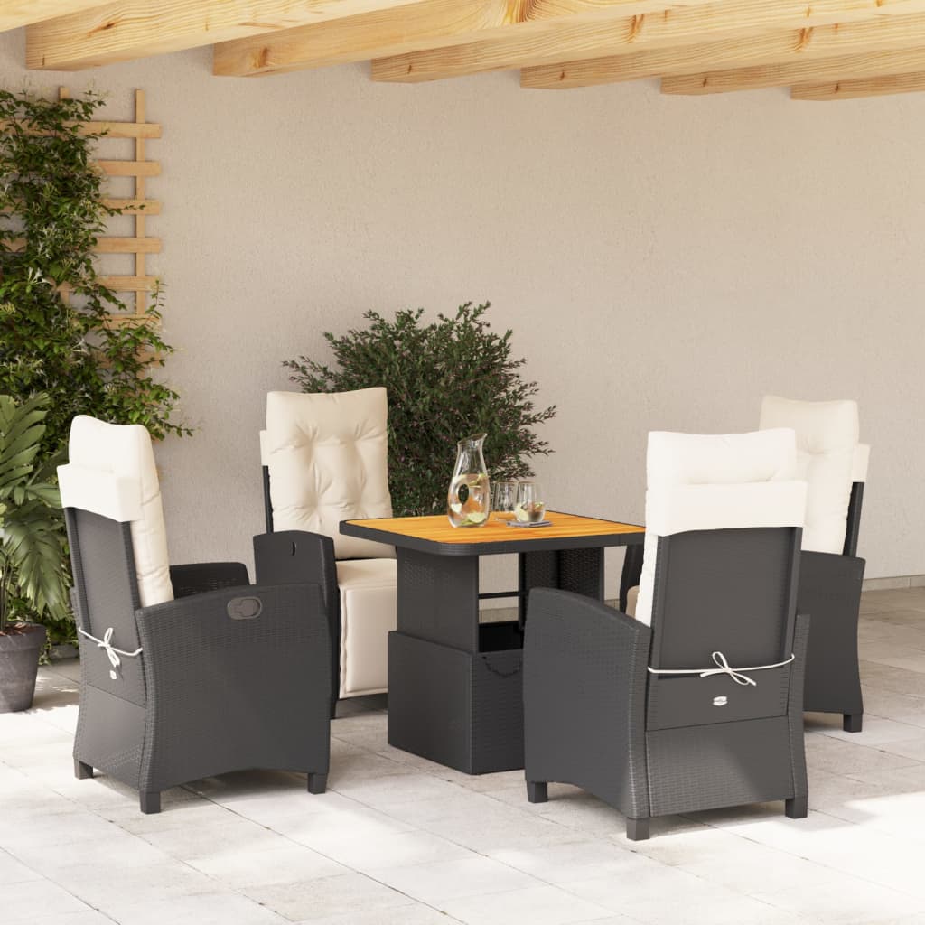 Set mobilier de grădină cu perne, 5 piese, negru, poliratan GartenMobel Dekor
