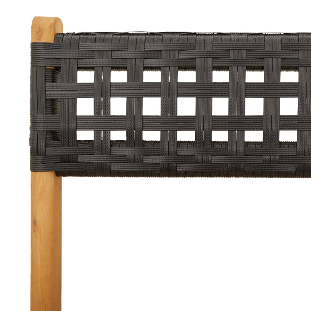 Set mobilier bistro, 3 piese, negru, poliratan și lemn masiv GartenMobel Dekor