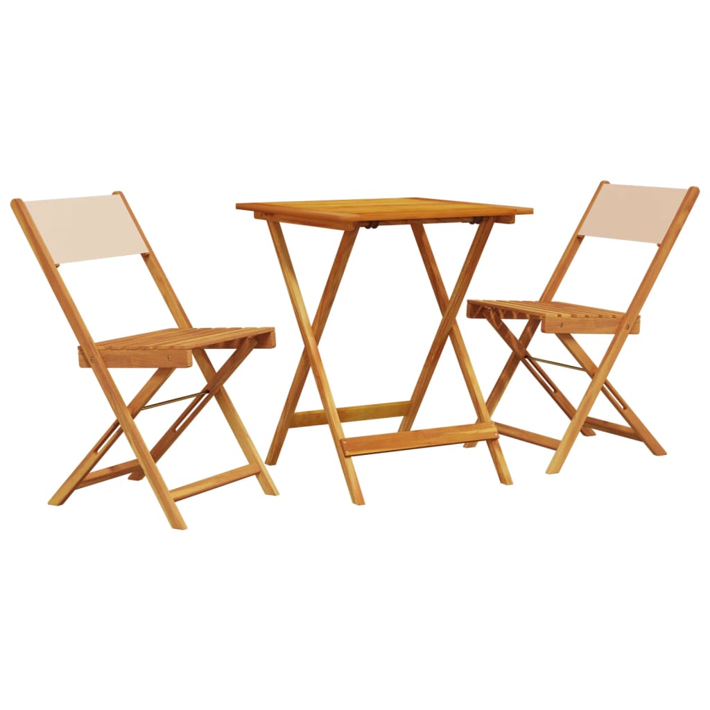 Set mobilier bistro, 3 piese, textil bej/lemn masiv GartenMobel Dekor