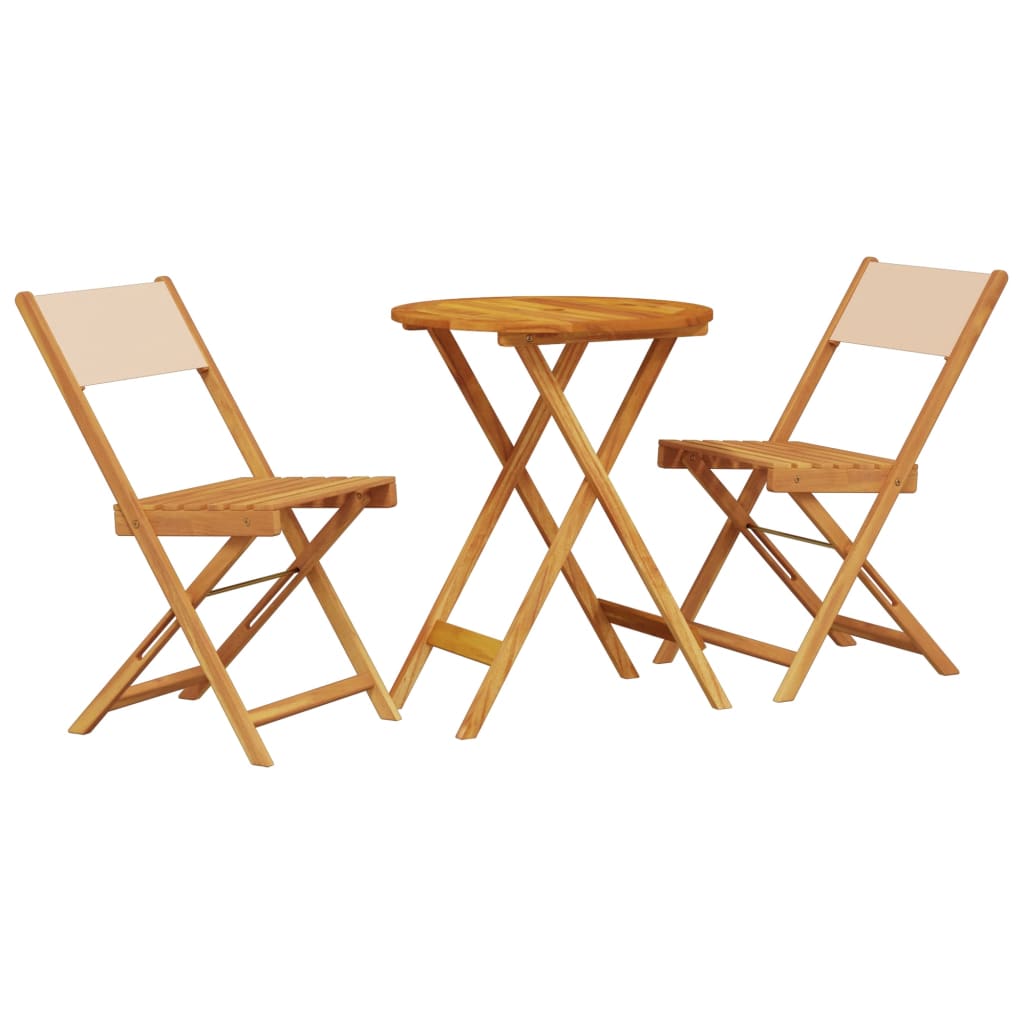 Set mobilier bistro, 3 piese, textil bej/lemn masiv GartenMobel Dekor