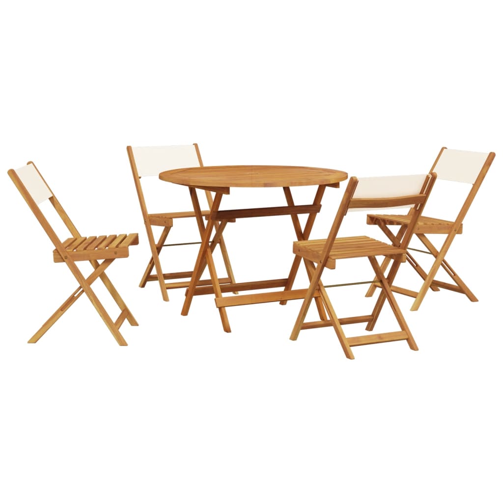 Set mobilier de grădină 5 piese textil alb crem/lemn masiv GartenMobel Dekor