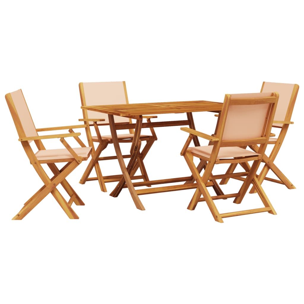 Set mobilier de grădină 5 piese textil bej/lemn masiv GartenMobel Dekor