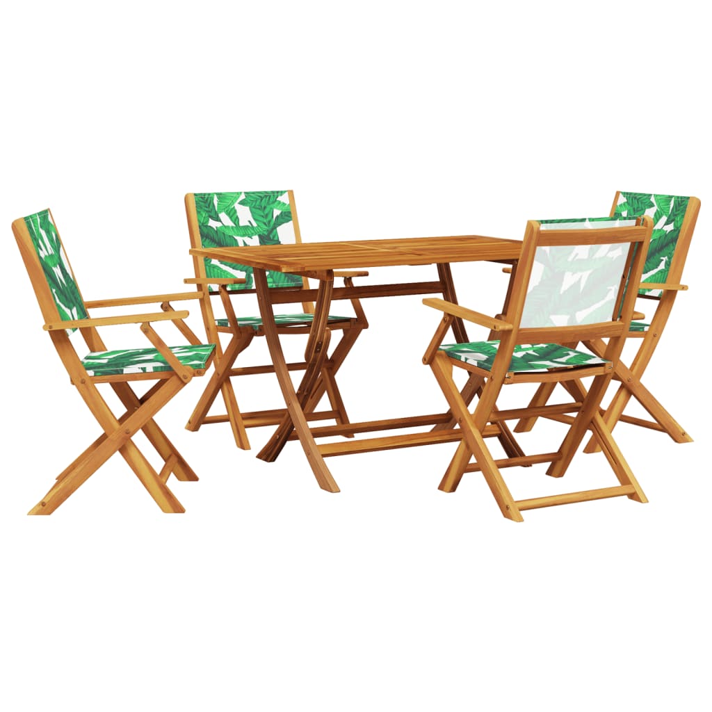 Set mobilier de grădină 5 piese textil model frunze/lemn masiv GartenMobel Dekor