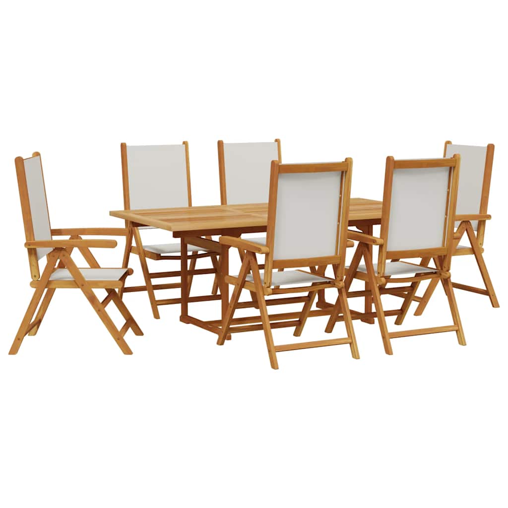 Set mobilier de grădină 7 piese textil alb crem/lemn masiv GartenMobel Dekor