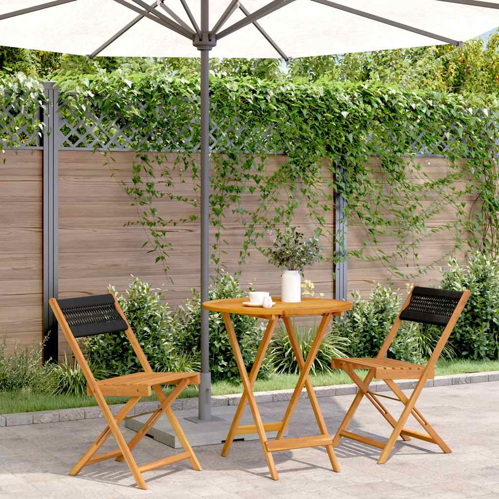 Set mobilier bistro, 3 piese, negru, polipropilenă lemn masiv GartenMobel Dekor