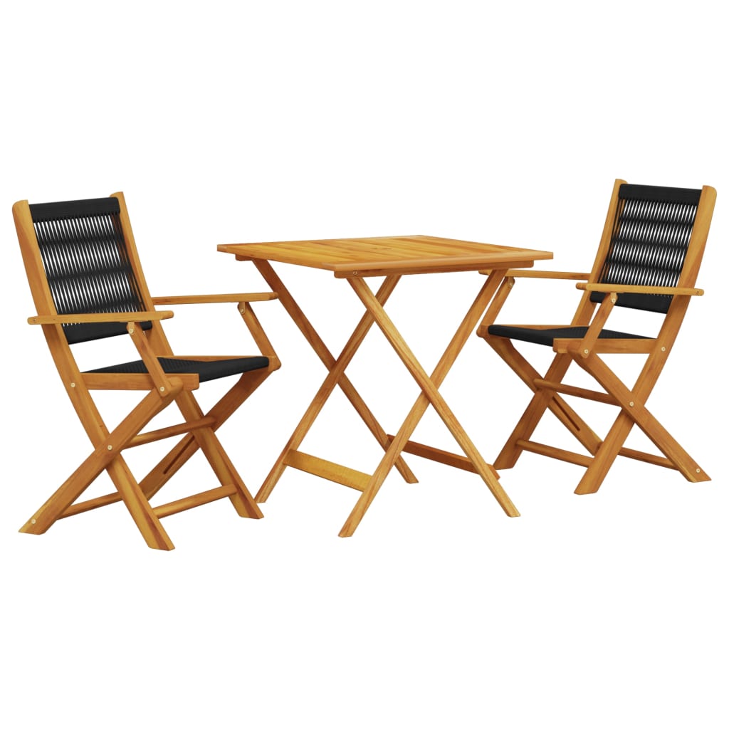 Set mobilier bistro, 3 piese, negru, polipropilenă lemn masiv GartenMobel Dekor