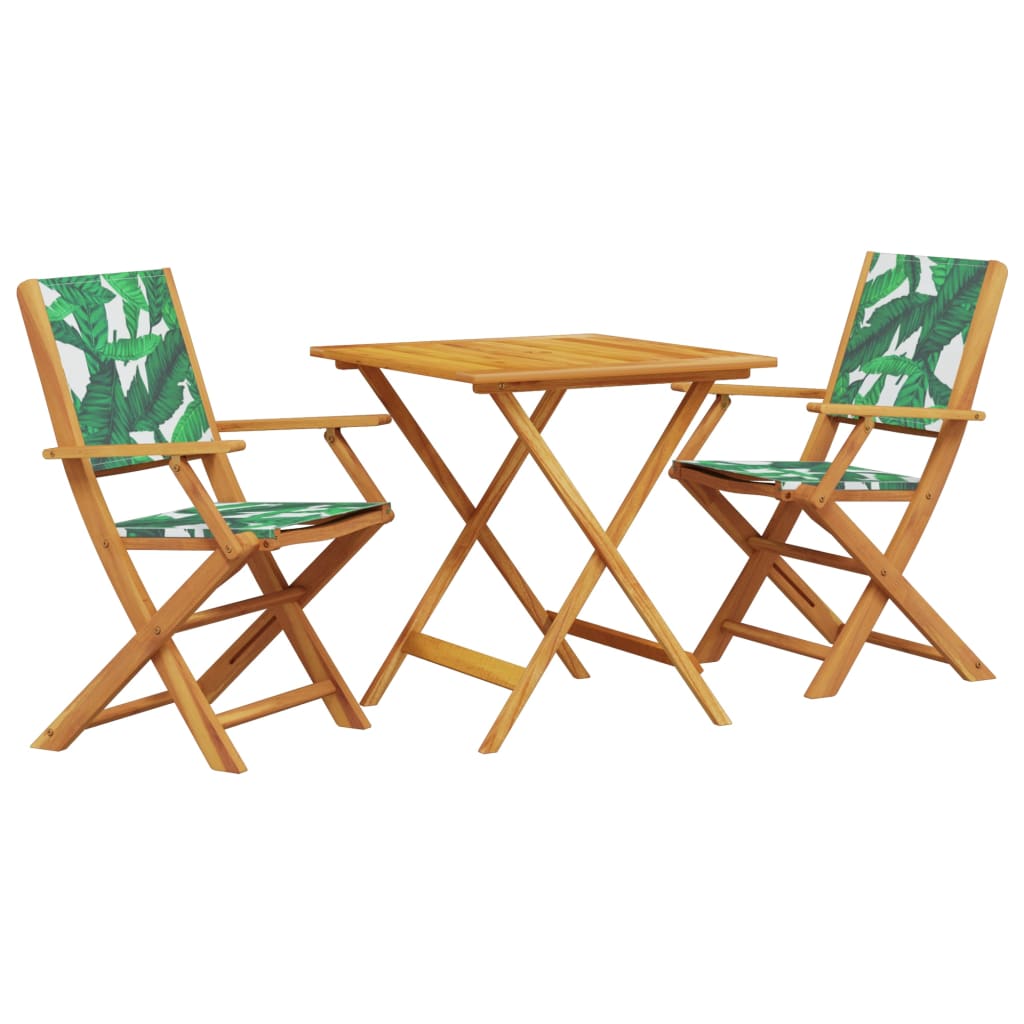 Set mobilier bistro, 3 piese, textil model frunze/lemn masiv GartenMobel Dekor