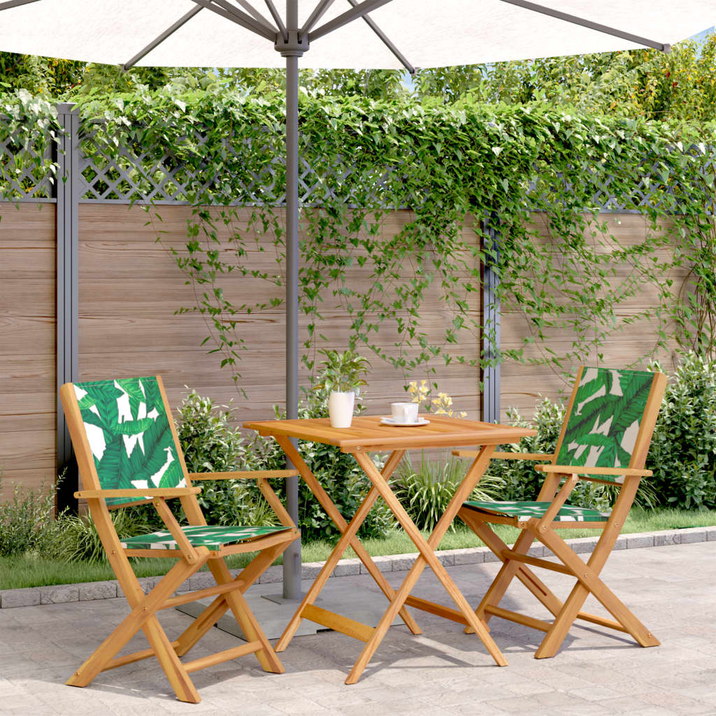 Set mobilier bistro, 3 piese, textil model frunze/lemn masiv GartenMobel Dekor
