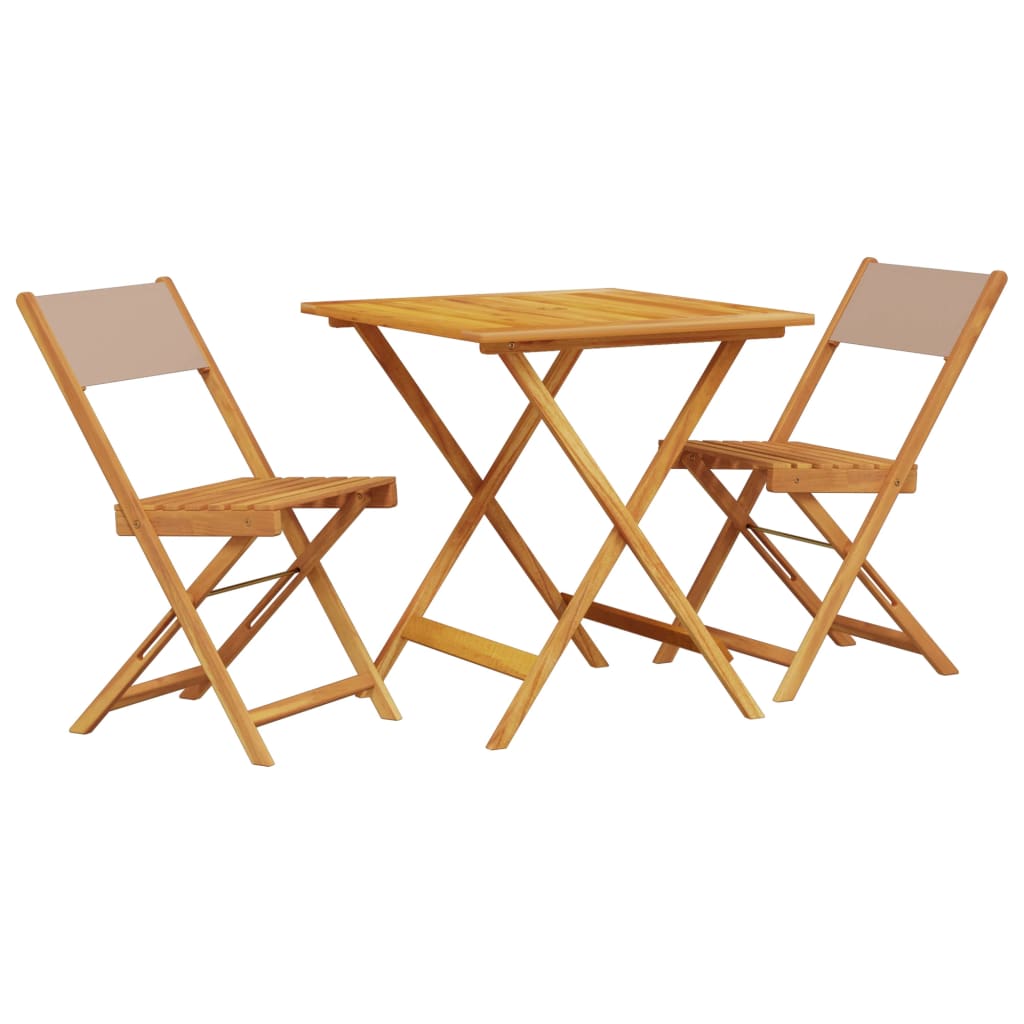 Set mobilier bistro, 3 piese, textil taupe/lemn masiv GartenMobel Dekor