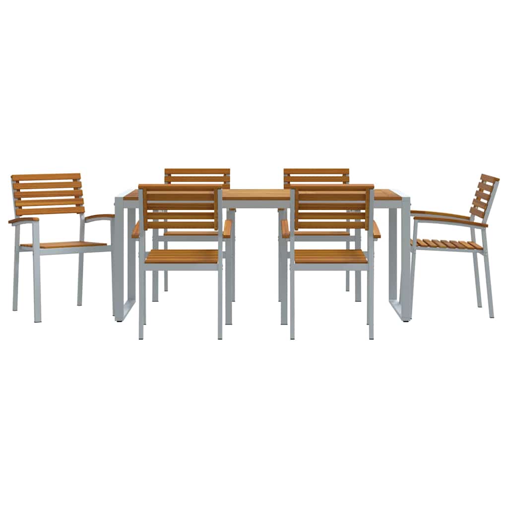 Set de masă pentru grădină 7 pcs Gri Lemn Solid de Acacia GartenMobel Dekor