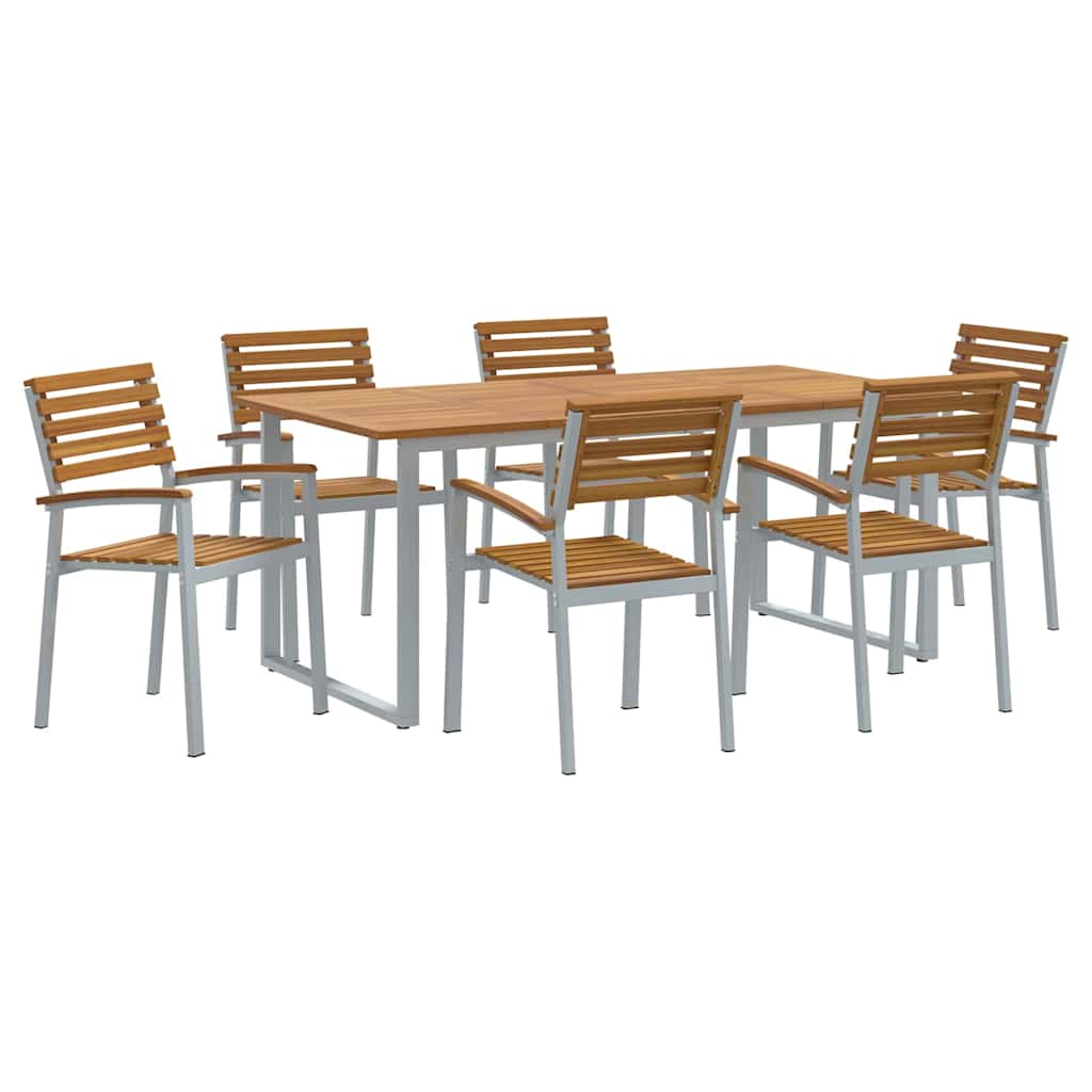 Set de masă pentru grădină 7 pcs Gri Lemn Solid de Acacia GartenMobel Dekor