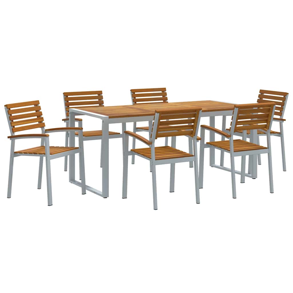 Set de masă pentru grădină 7 pcs Gri Lemn Solid de Acacia GartenMobel Dekor
