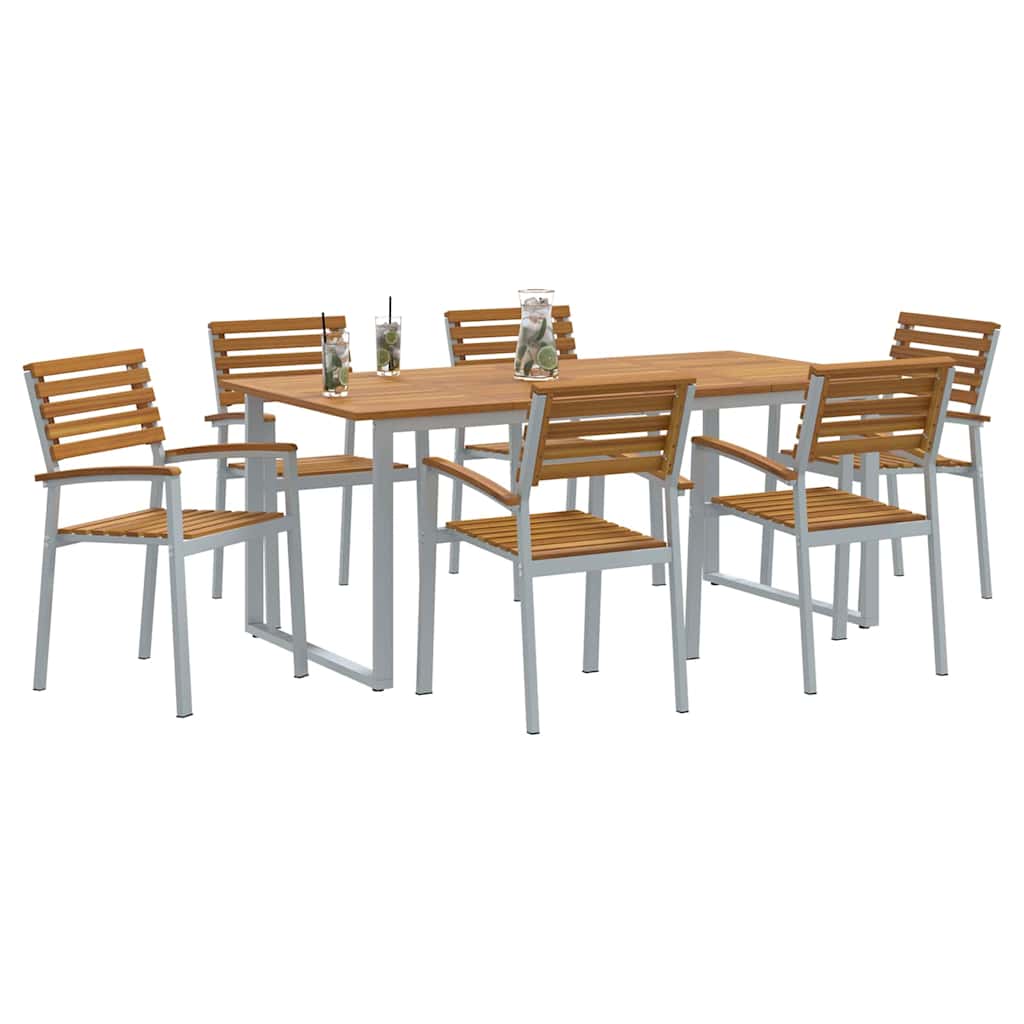 Set de masă pentru grădină 7 pcs Gri Lemn Solid de Acacia GartenMobel Dekor