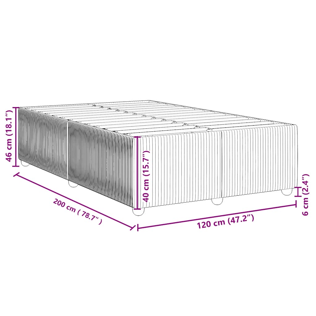 Cadru de pat fără saltea, gri deschis, 120x200 cm, catifea GartenMobel Dekor