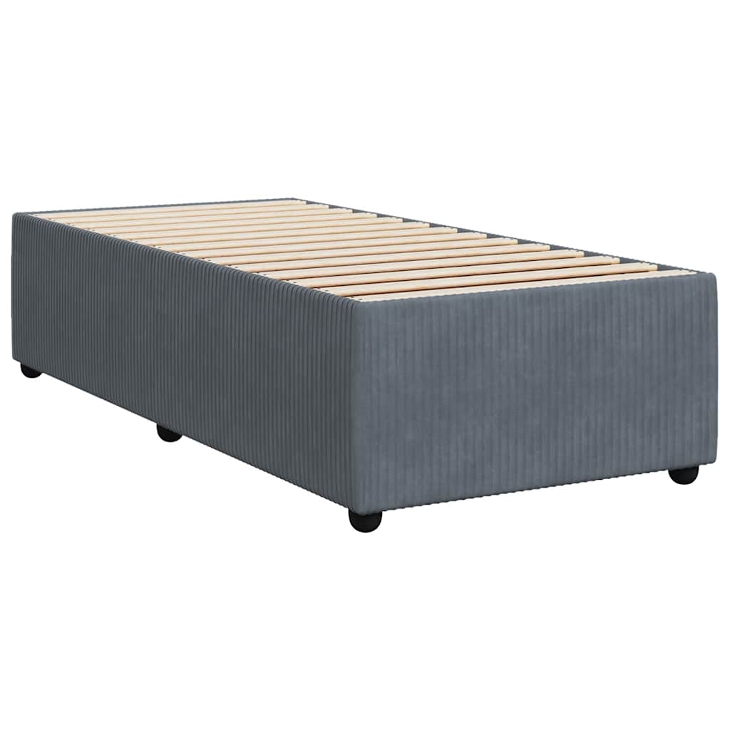 Pat box spring cu saltea, gri închis, 80x200 cm, catifea GartenMobel Dekor