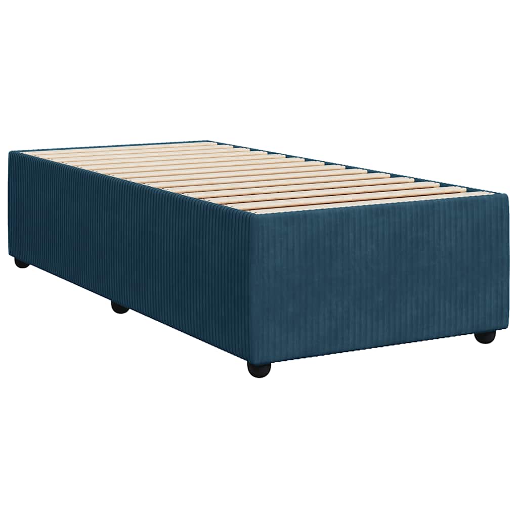Pat box spring cu saltea, albastru închis, 90x200 cm, catifea GartenMobel Dekor