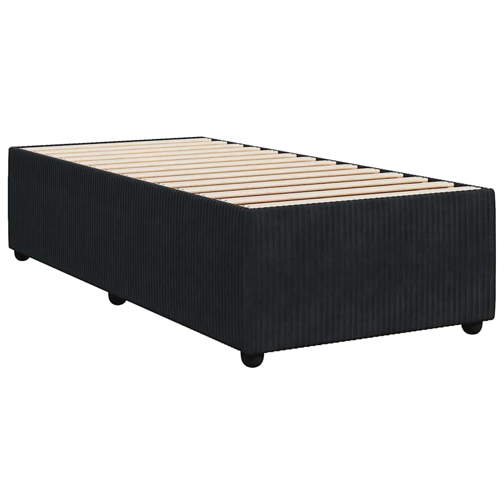 Pat box spring cu saltea, negru, 90x200 cm, catifea GartenMobel Dekor