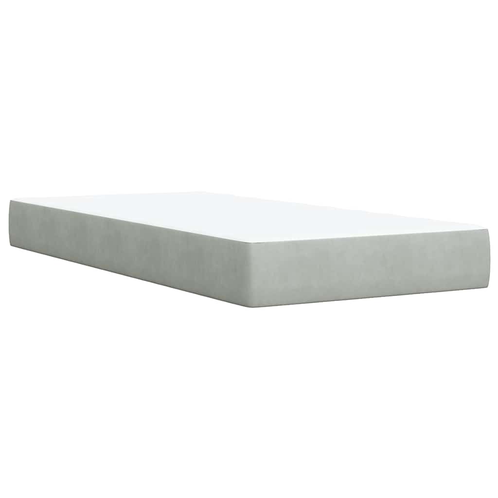 Pat box spring cu saltea, gri deschis, 100x200 cm, catifea GartenMobel Dekor