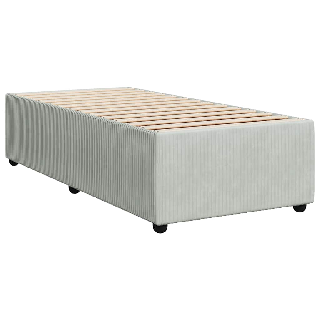 Pat box spring cu saltea, gri deschis, 100x200 cm, catifea GartenMobel Dekor