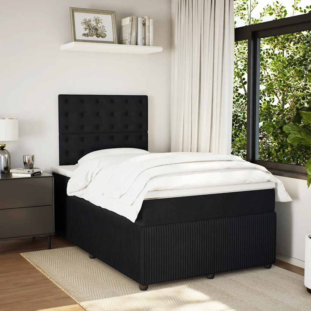 Pat box spring cu saltea, negru, 120x190 cm, catifea GartenMobel Dekor