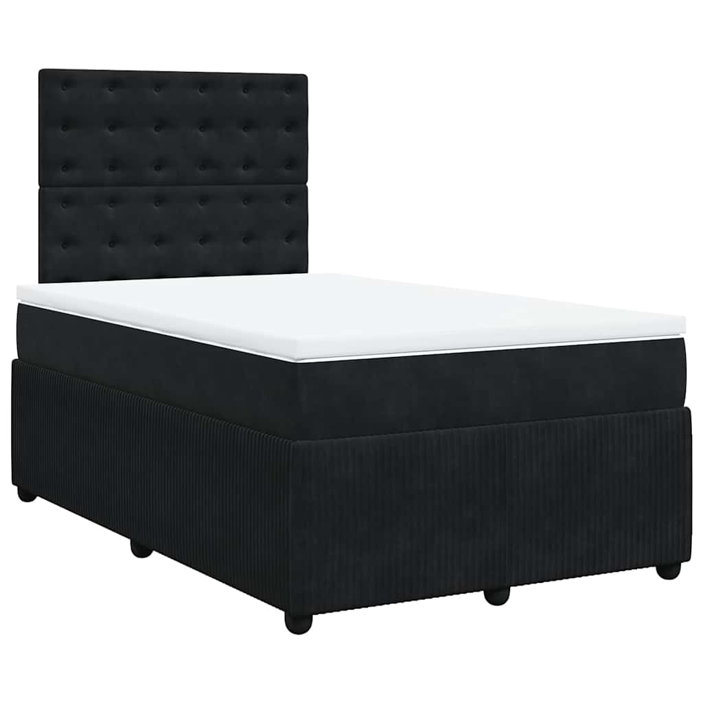 Pat box spring cu saltea, negru, 120x190 cm, catifea GartenMobel Dekor