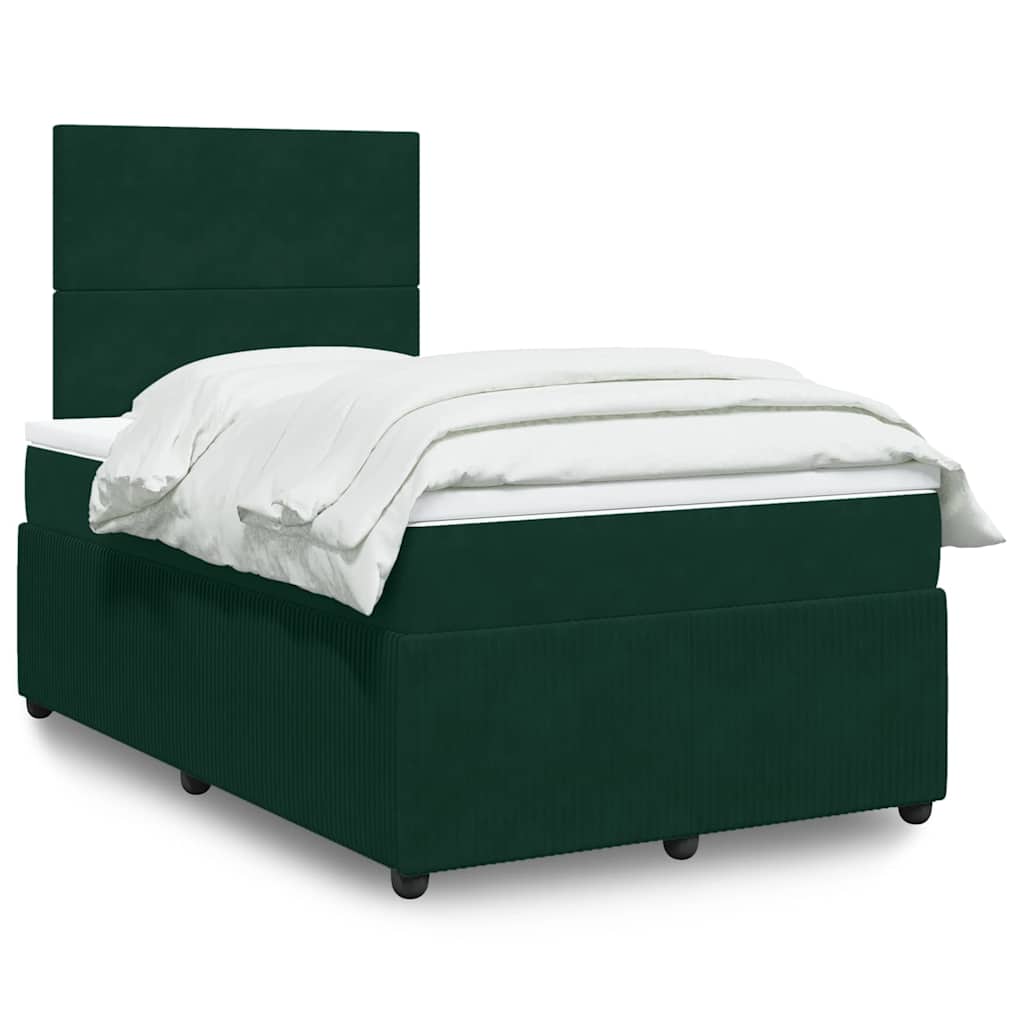 Pat box spring cu saltea, verde închis, 120x190 cm, catifea GartenMobel Dekor