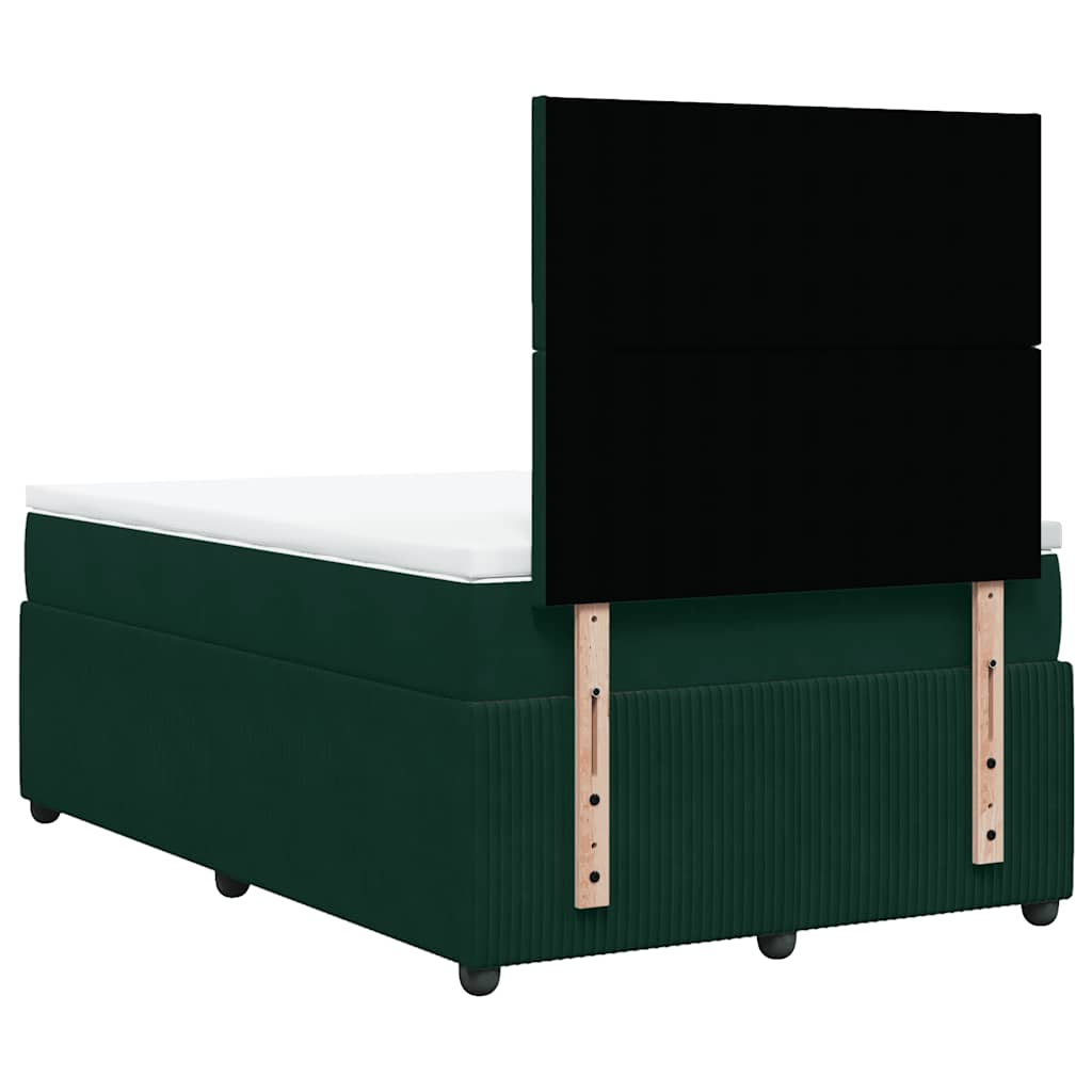 Pat box spring cu saltea, verde închis, 120x190 cm, catifea GartenMobel Dekor