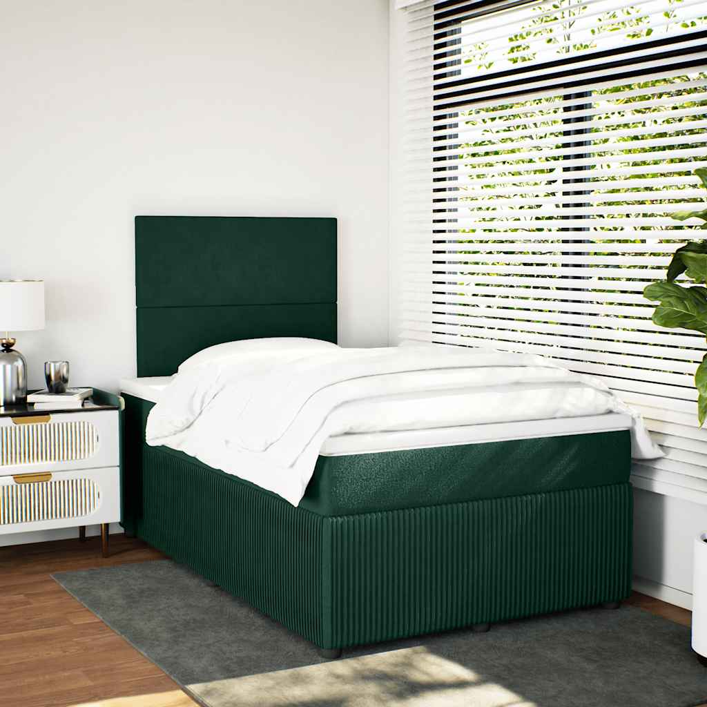 Pat box spring cu saltea, verde închis, 120x200 cm, catifea GartenMobel Dekor