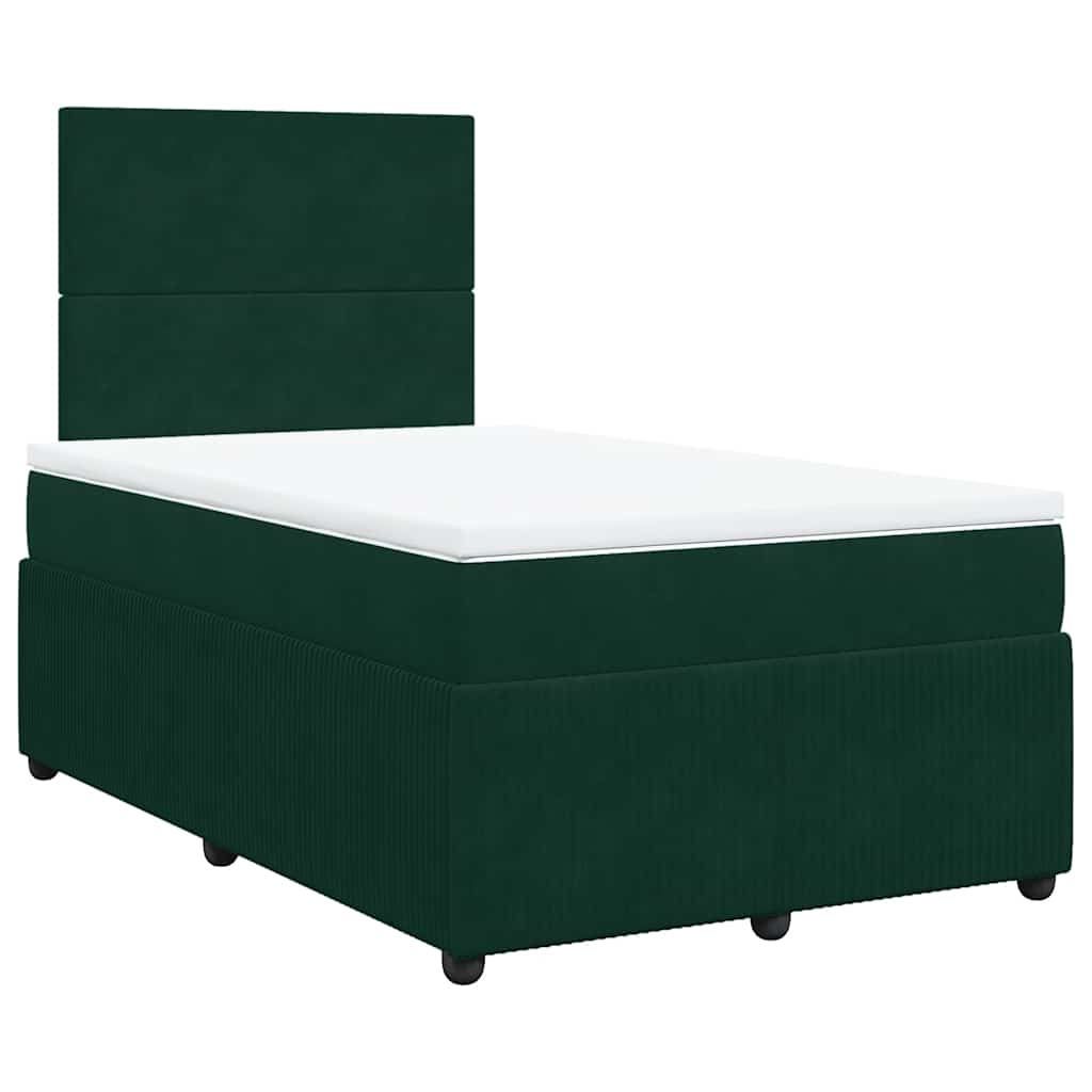 Pat box spring cu saltea, verde închis, 120x200 cm, catifea GartenMobel Dekor