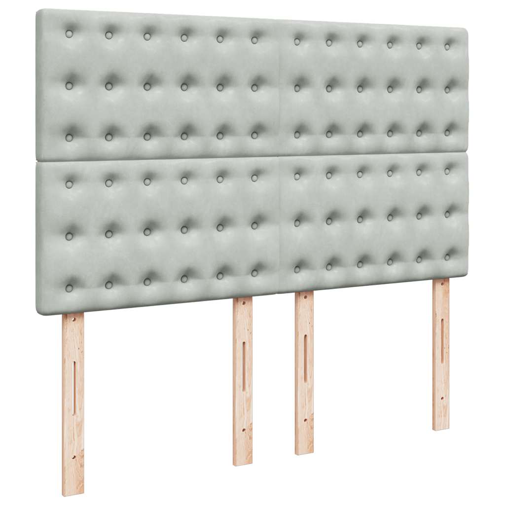Pat box spring cu saltea, gri deschis, 140x190 cm, catifea GartenMobel Dekor