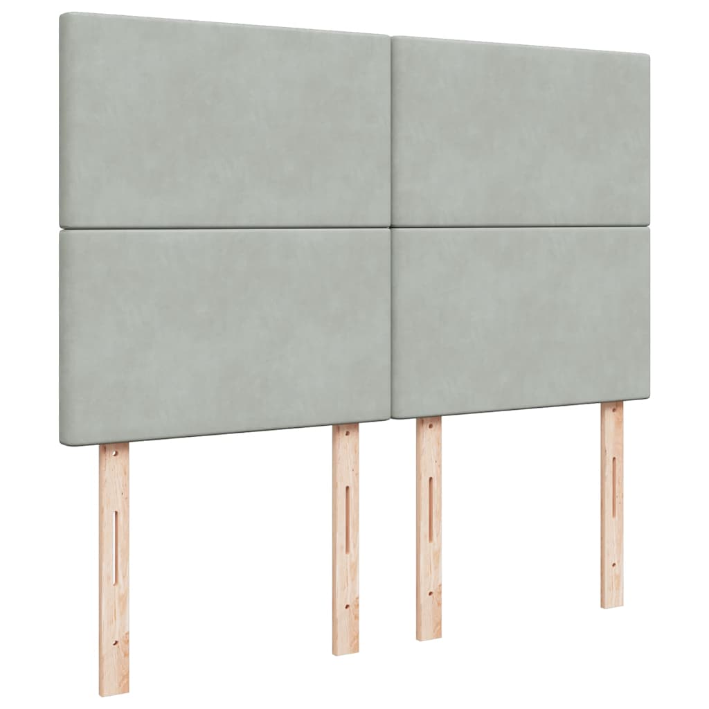 Pat box spring cu saltea, gri deschis, 140x200 cm, catifea GartenMobel Dekor