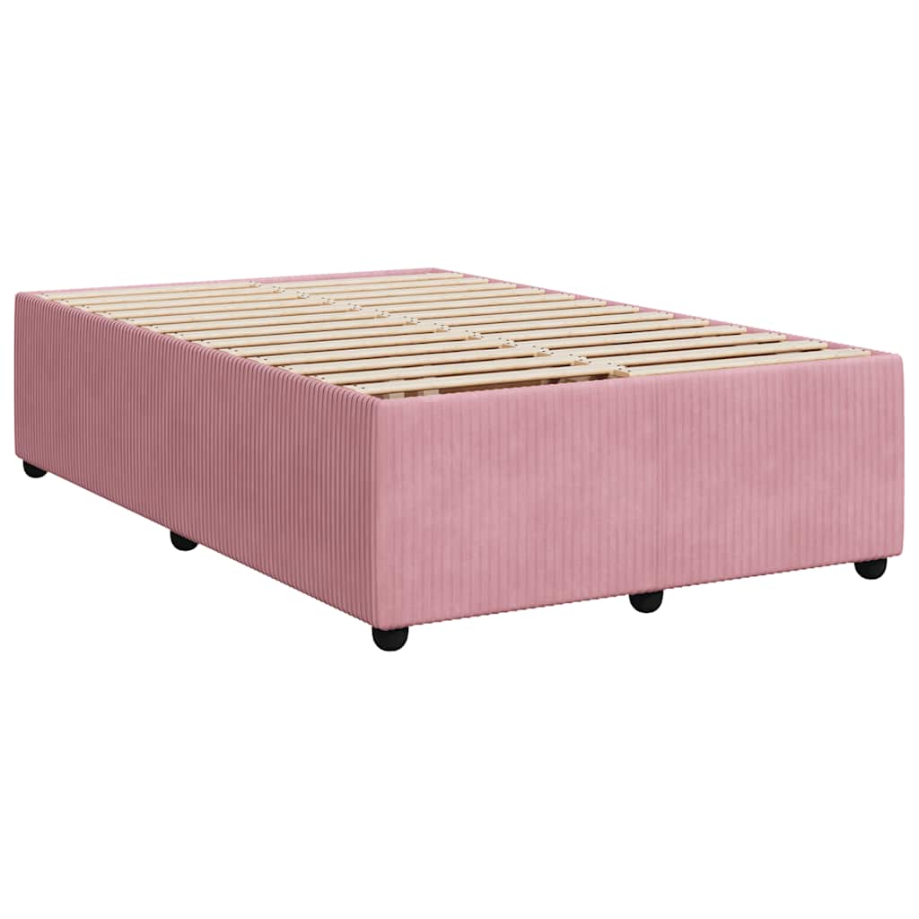 Pat box spring cu saltea, roz, 120x200 cm, catifea GartenMobel Dekor