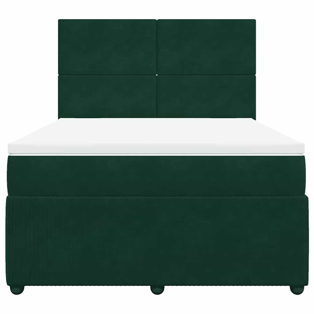 Pat box spring cu saltea, verde închis, 140x190 cm, catifea GartenMobel Dekor