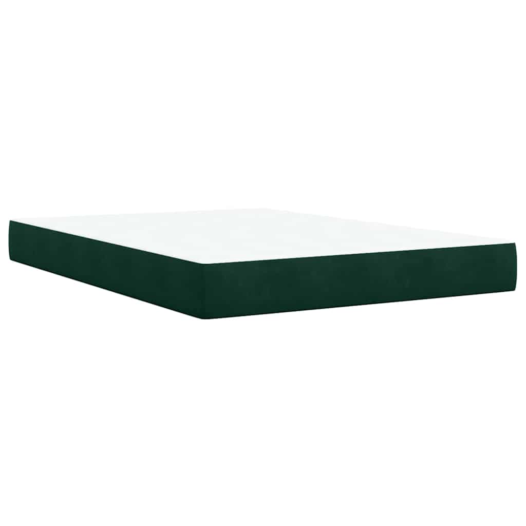 Pat box spring cu saltea, verde închis, 140x190 cm, catifea GartenMobel Dekor
