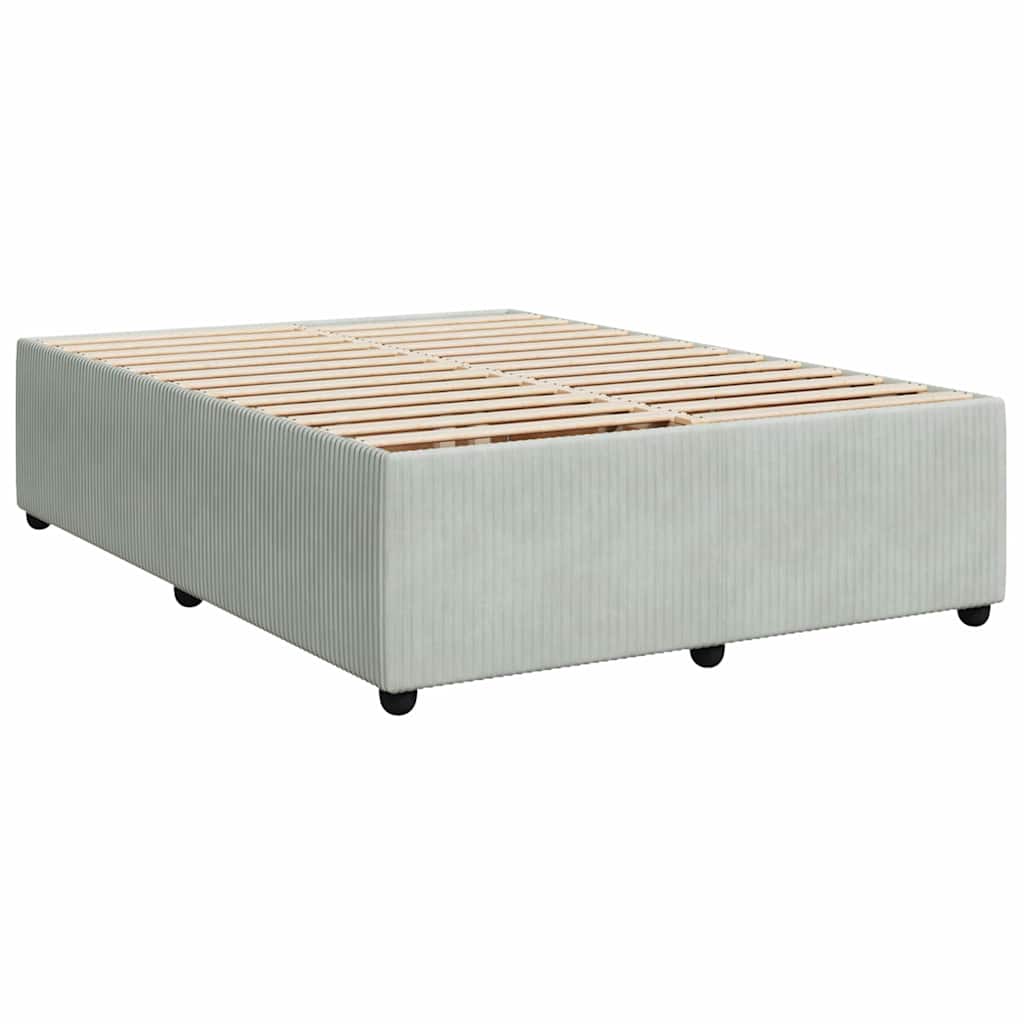 Pat box spring cu saltea, gri deschis, 140x200 cm, catifea GartenMobel Dekor