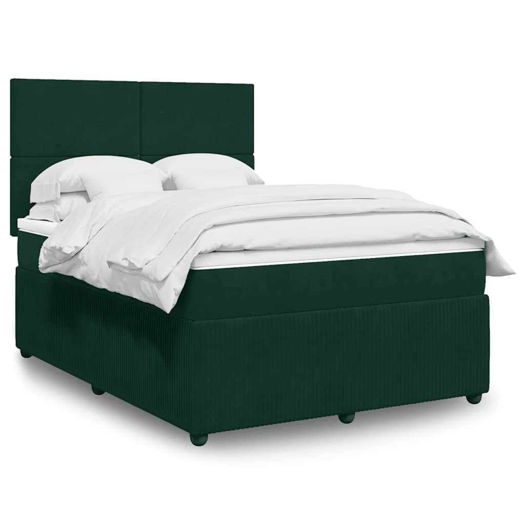 Pat box spring cu saltea, verde închis, 160x200 cm, catifea GartenMobel Dekor