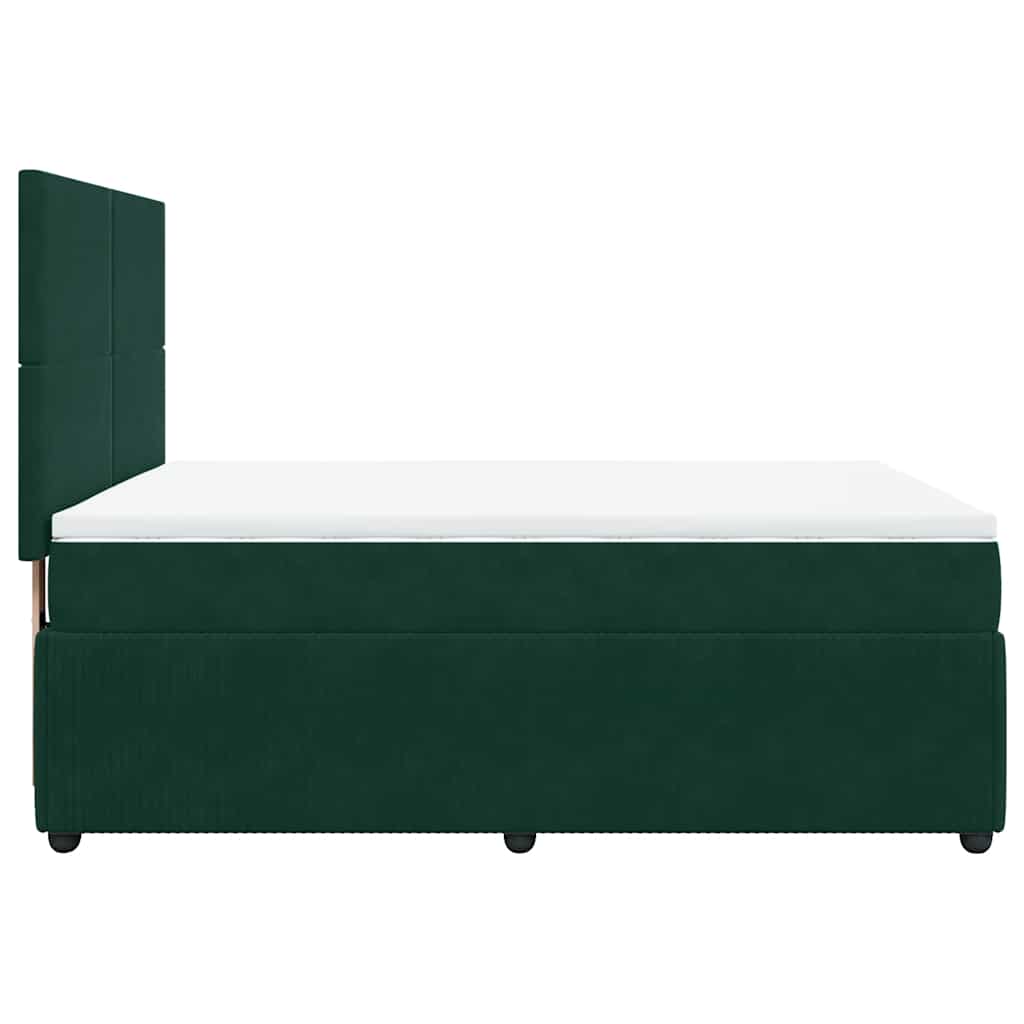 Pat box spring cu saltea, verde închis, 160x200 cm, catifea GartenMobel Dekor