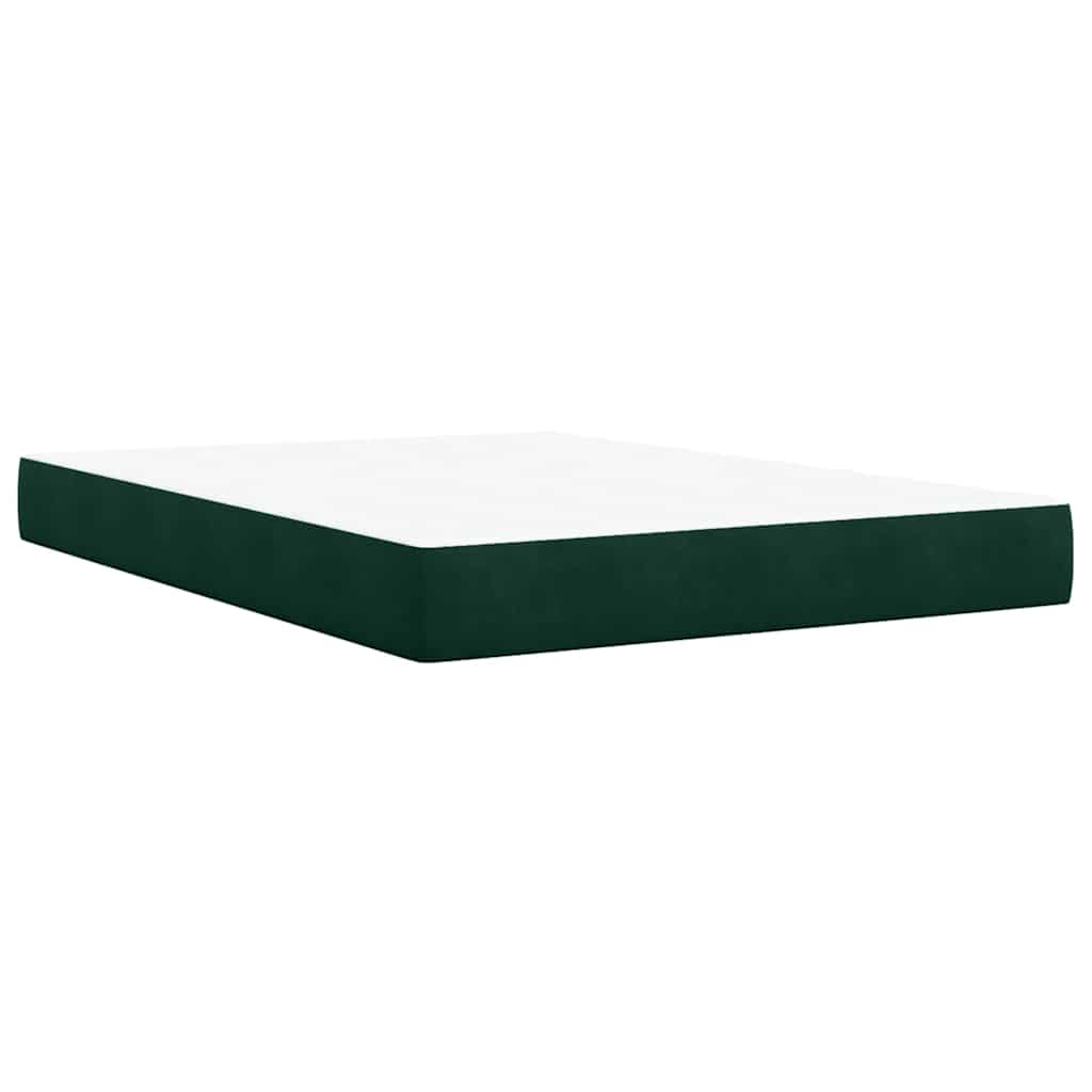 Pat box spring cu saltea, verde închis, 160x200 cm, catifea GartenMobel Dekor