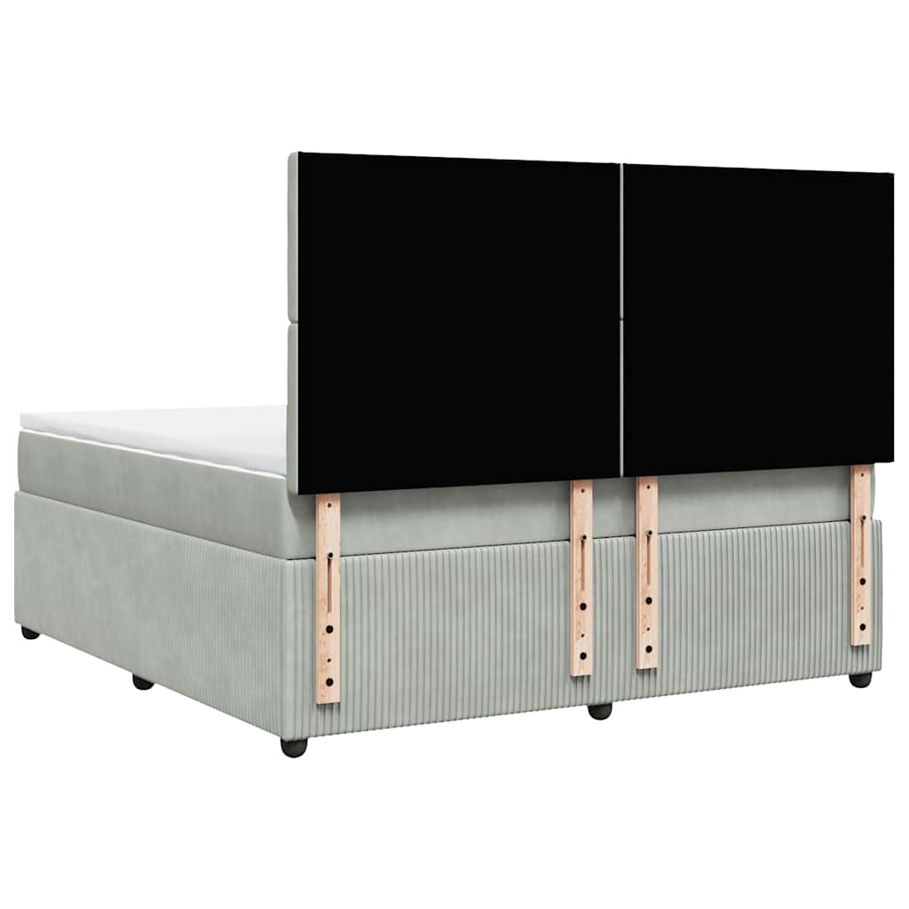 Pat box spring cu saltea, gri deschis, 180x200 cm, catifea GartenMobel Dekor