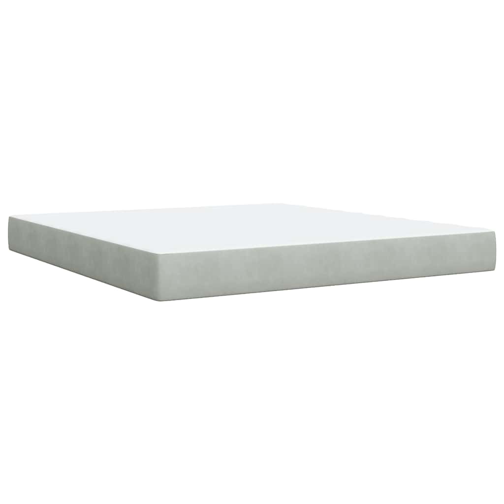 Pat box spring cu saltea, gri deschis, 180x200 cm, catifea GartenMobel Dekor
